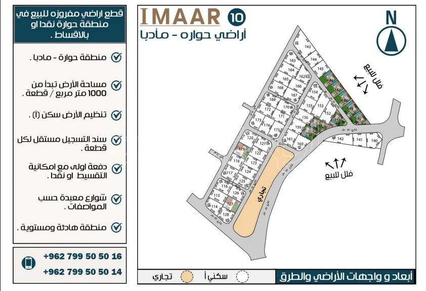 أرض في محافظة مادبا-حدب حواره الوسطى - 60,000 دأ - صورة 1